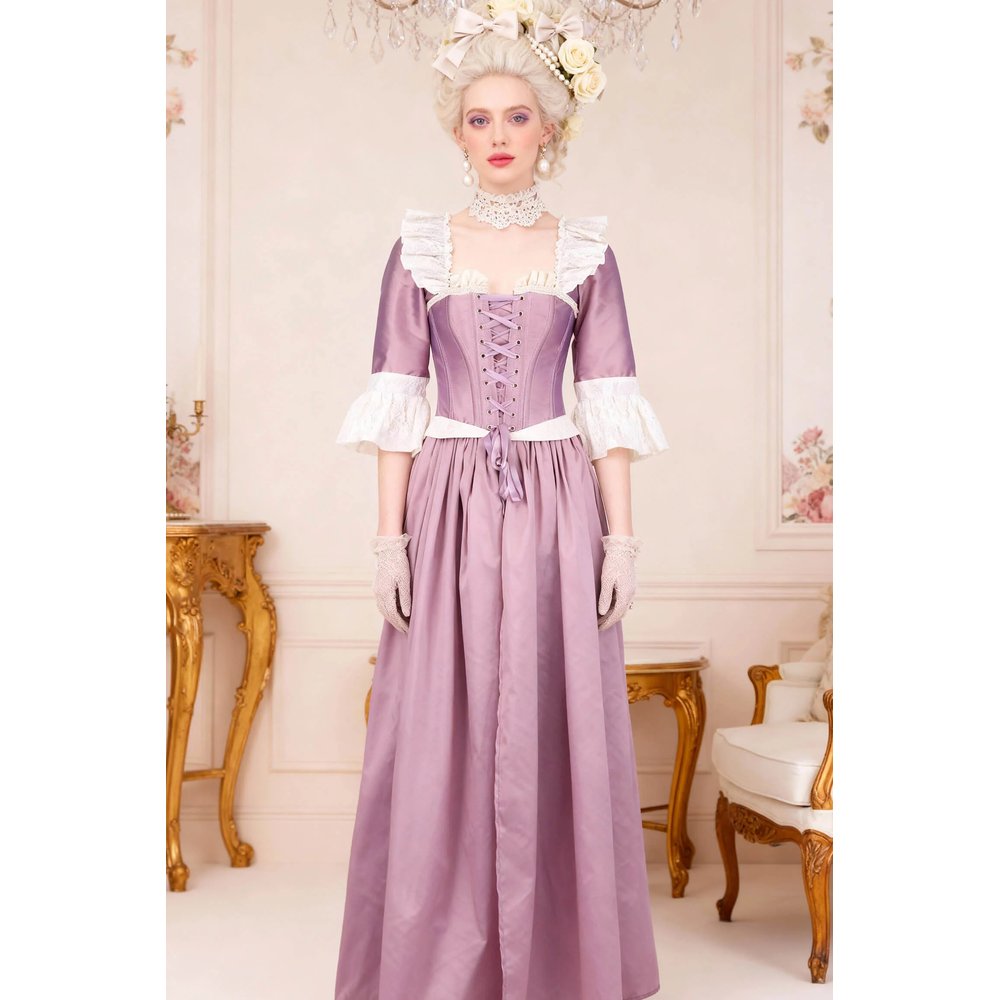 Attitude Corsets - Rayann Rococo Overbust Langes Korsett Kleid - Lila